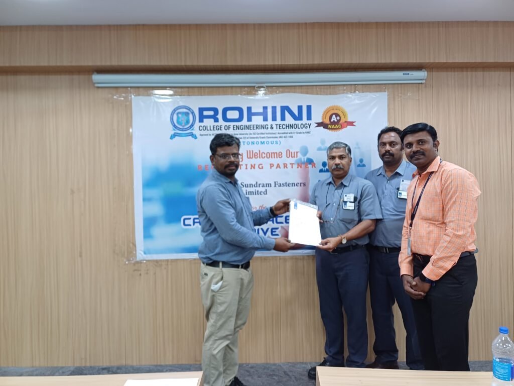 TVS Sundaram Fasteners Hires 57 Final-Year Students from Rohini College – Best Placement Engineering College in Kanyakumari